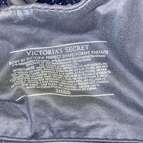 Body By Victoria’s Secret 36DDD Perfect Shape Bra Gray Lined Underwire Keyhole - Picture 5 of 8